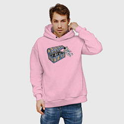 Толстовка оверсайз мужская Космический сундук, цвет: светло-розовый — фото 2