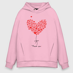 Толстовка оверсайз мужская Thank you for your love, цвет: светло-розовый