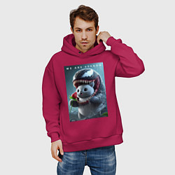 Толстовка оверсайз мужская Kitten-Venom meme, цвет: маджента — фото 2