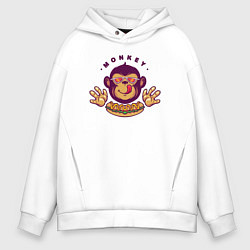Толстовка оверсайз мужская Monkey hot dog, цвет: белый