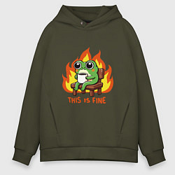 Мужское худи оверсайз Frog - this is fine