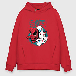 Толстовка оверсайз мужская Клинок рассекающий демонов Урокодаки, цвет: красный