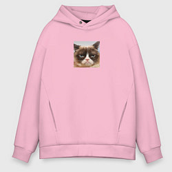 Толстовка оверсайз мужская Сердитая Кошка для пары, цвет: светло-розовый