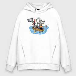 Толстовка оверсайз мужская Мёртвые пиратики, цвет: белый