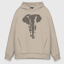 Толстовка оверсайз мужская Африканский слон пуантель, цвет: миндальный