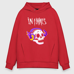 Толстовка оверсайз мужская In Flames - неоновый череп, цвет: красный