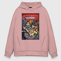 Толстовка оверсайз мужская Обнаженный кулак - улицы ярости, цвет: пыльно-розовый