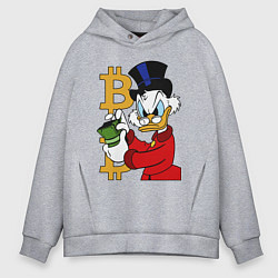 Толстовка оверсайз мужская Duck tales - Scrooge bitcoin, цвет: меланж