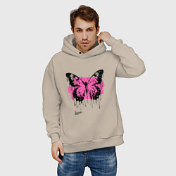 Толстовка оверсайз мужская Grunge butterfly, цвет: миндальный — фото 2