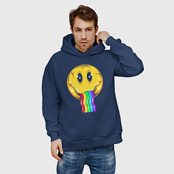 Толстовка оверсайз мужская Rainbow smile, цвет: тёмно-синий — фото 2