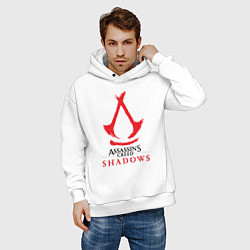Толстовка оверсайз мужская Assassins Creed Shadows - badge, цвет: белый — фото 2