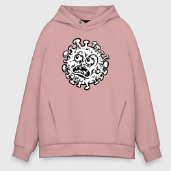 Толстовка оверсайз мужская Удивлённый вирус, цвет: пыльно-розовый