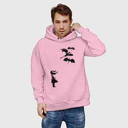 Толстовка оверсайз мужская Девочка и дракончики, цвет: светло-розовый — фото 2