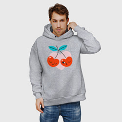 Толстовка оверсайз мужская Влюблённые вишни, цвет: меланж — фото 2