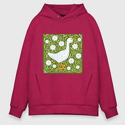 Мужское худи оверсайз Гусь в ромашках