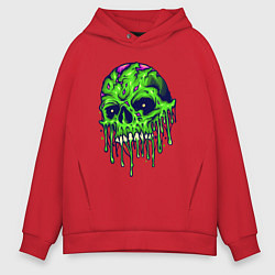 Толстовка оверсайз мужская Green skull, цвет: красный