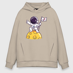 Толстовка оверсайз мужская Вперёд в космос, цвет: миндальный