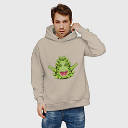 Толстовка оверсайз мужская Cartoon monster with spikes green, цвет: миндальный — фото 2