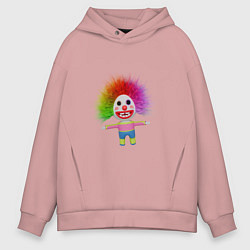 Толстовка оверсайз мужская Клоун мультфильм разноцветный, цвет: пыльно-розовый