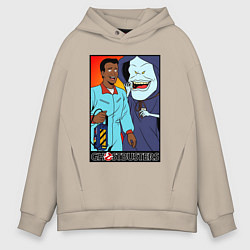 Толстовка оверсайз мужская Ghostbusters - Winston and the sandman, цвет: миндальный