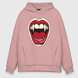 Толстовка оверсайз мужская Клыки вампира, цвет: пыльно-розовый