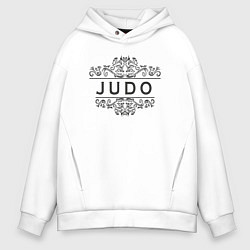 Толстовка оверсайз мужская Узор дзюдо, цвет: белый