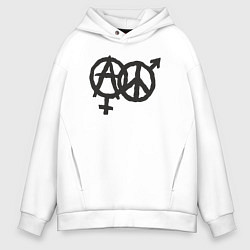 Толстовка оверсайз мужская Anarchy peace, цвет: белый