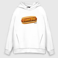 Мужское худи оверсайз Hot dog I love you