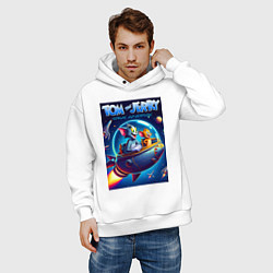Толстовка оверсайз мужская Tom and Jerry - space adventure, цвет: белый — фото 2