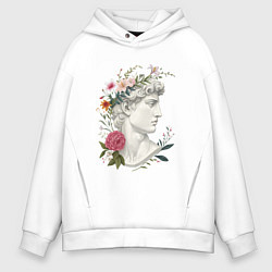 Толстовка оверсайз мужская Давид в цветах, цвет: белый