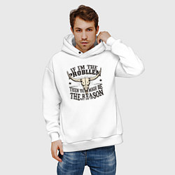 Толстовка оверсайз мужская Череп и текст, цвет: белый — фото 2