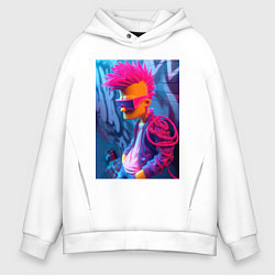 Толстовка оверсайз мужская Bart Simpson - punk, цвет: белый
