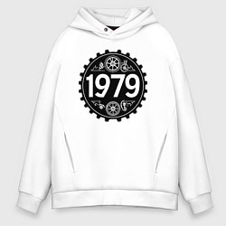 Толстовка оверсайз мужская Механический символ 1979 года, цвет: белый