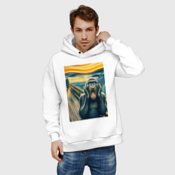 Толстовка оверсайз мужская Горилла кричит - мем нейросеть, цвет: белый — фото 2