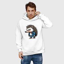 Толстовка оверсайз мужская Ёжик панк, цвет: белый — фото 2