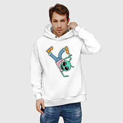 Толстовка оверсайз мужская Инопланетянин брейкдансер, цвет: белый — фото 2