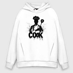 Толстовка оверсайз мужская Шеф-повар с лопаткой, цвет: белый