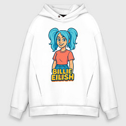Толстовка оверсайз мужская Билли Айлиш мультяшка, цвет: белый