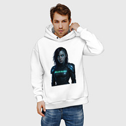 Толстовка оверсайз мужская Билли Айлиш в космическом костюме, цвет: белый — фото 2