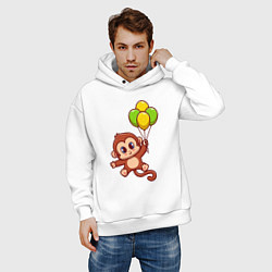 Толстовка оверсайз мужская Обезьянка с шариками, цвет: белый — фото 2