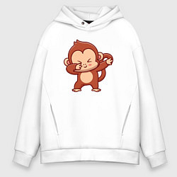 Толстовка оверсайз мужская Dabbing monkey, цвет: белый