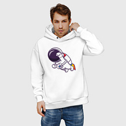 Толстовка оверсайз мужская Супер космонавт в полёте, цвет: белый — фото 2