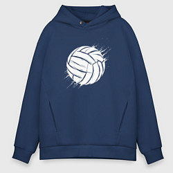 Толстовка оверсайз мужская Волейбольный мяч в движении, цвет: тёмно-синий