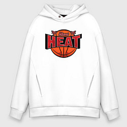 Толстовка оверсайз мужская Майами Хит - баскетбол, цвет: белый
