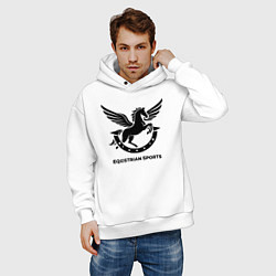 Толстовка оверсайз мужская Конный спорт лошадиное лого, цвет: белый — фото 2