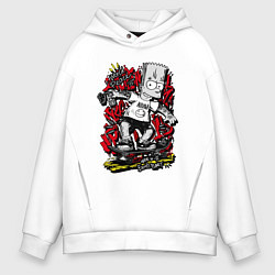 Толстовка оверсайз мужская Барт с татуировками, цвет: белый