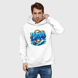 Толстовка оверсайз мужская ВМФ канат и волны, цвет: белый — фото 2