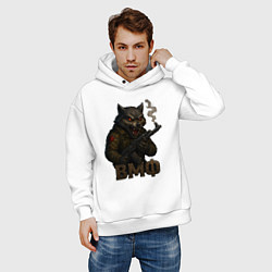 Толстовка оверсайз мужская ВМФ волк с автоматом, цвет: белый — фото 2