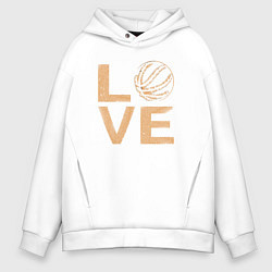 Толстовка оверсайз мужская Любовь к баскетболу, цвет: белый