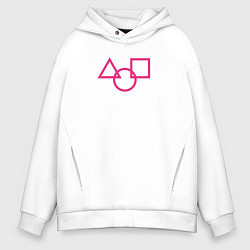 Толстовка оверсайз мужская Геометрия - Игра в кальмара, цвет: белый